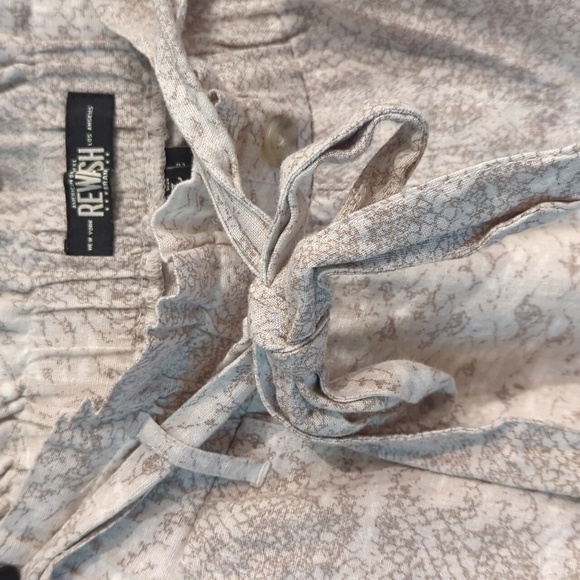 Rewash Reptile Print Pull On Wide Leg Linen Blend Pants Large Raw Hem - Picture 5 of 10